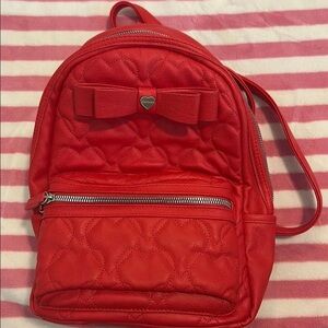 Betsey Johnson Red Heart Quilted Backpack